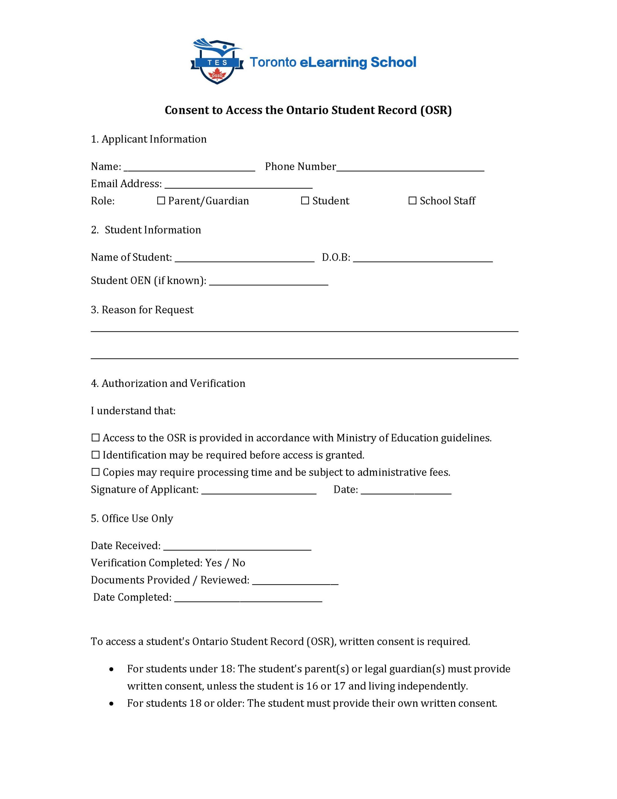 OSR Access Consent Form-TELS